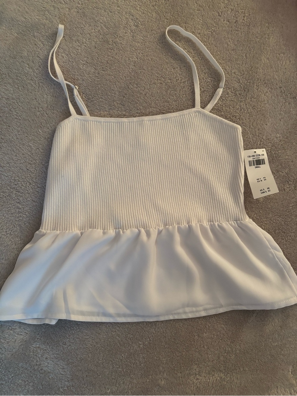 Abercrombie & Fitch White Ribbed Peplum Cami